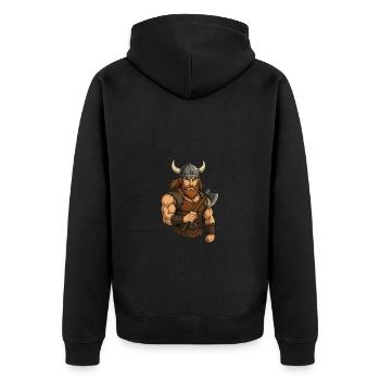 Wikinger - Unisex Premium Bio Zip Hoodie - Schwarz - Hinten - Nico (187cm)