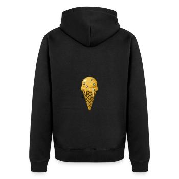 Eis - Deluxe - Unisex Premium Bio Zip Hoodie - Schwarz - Hinten - Nico (187cm)