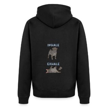 Inspirer, Expirer - Carlin, Yoga, Exercice, Sports canins - Veste à capuche bio Premium Unisexe - noir - Dos - Nico (187cm)