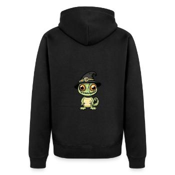Chameleon Halloween Lustig Zombie - Unisex Premium Bio Zip Hoodie - Schwarz - Hinten - Nico (187cm)