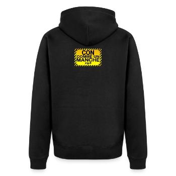 con comme manche insulte humour panneau plaque 505 - Veste à capuche bio Premium Unisexe - noir - Dos - Nico (187cm)