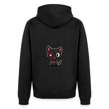 Katze Halloween Lustig Baby - Unisex Premium Bio Zip Hoodie - Schwarz - Hinten - Nico (187cm)
