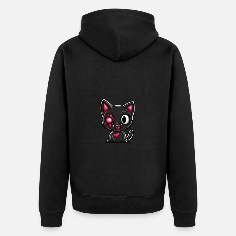 Chat Halloween Drôle Bébé - Veste à capuche bio Premium Unisexe - noir
