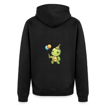 Bande dessinée d’anniversaire de tortue - Veste à capuche bio Premium Unisexe - noir - Dos - Nico (187cm)