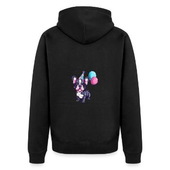Französische Buldogge Hunde Geburtstag Comic - Unisex Premium Bio Zip Hoodie - Schwarz - Hinten - Nico (187cm)