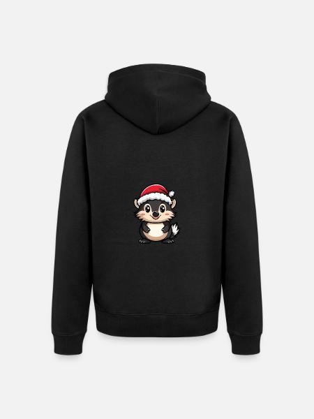Hérisson Noël Mignon - Veste à capuche bio Premium Unisexe - noir