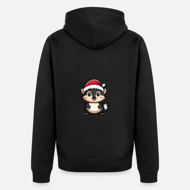 Hérisson Noël Mignon - Veste à capuche bio Premium Unisexe - noir