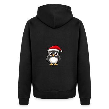 Eule Weihnachten Niedlich - Unisex Premium Bio Zip Hoodie - Schwarz - Hinten - Nico (187cm)