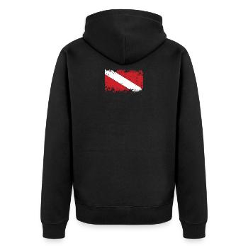 DIVE FLAG WORN Plongée/Tauchen/busseig/Mergulho/ - Veste à capuche bio Premium Unisexe - noir - Dos - Nico (187cm)