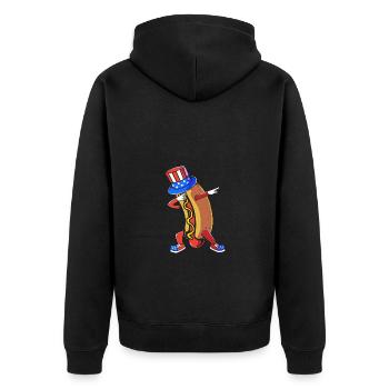 Hot Dog Snack - Unisex Premium Organic Zip Hoodie - black - Back - Nico (187cm)