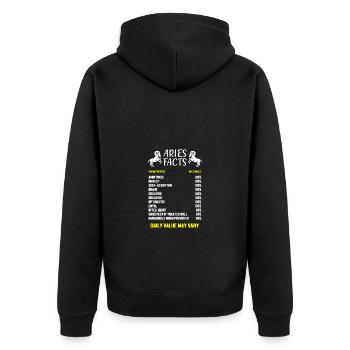 Sternzeichen Widder - Unisex Premium Bio Zip Hoodie - Schwarz - Hinten - Nico (187cm)