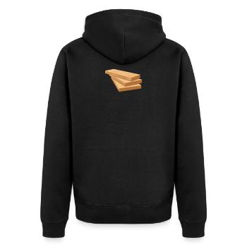 Stack of wooden slats light brown - Unisex Premium Organic Zip Hoodie - black - Back - Nico (187cm)