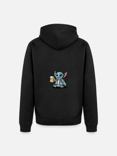 Alien Beer Gift - Unisex Premium Organic Zip Hoodie - black