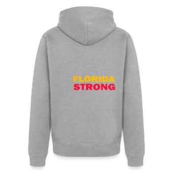 Florida Stark - Unisex Premium Bio Zip Hoodie - Grau meliert - Hinten - Nico (187cm)
