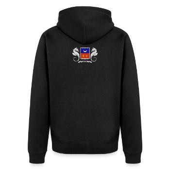 Ra HACHIRI Mayotte - Unisex Premium Bio Zip Hoodie - Schwarz - Hinten - Nico (187cm)