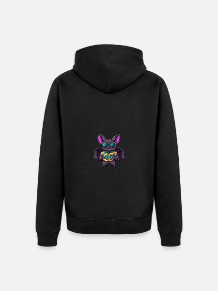 Fledermaus Comic Urlaub - Unisex Premium Bio Zip Hoodie - Schwarz