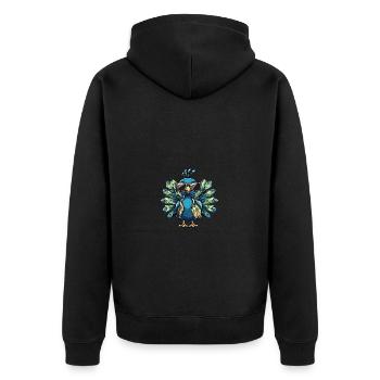 Pfau Vogel Comic Urlaub - Unisex Premium Bio Zip Hoodie - Schwarz - Hinten - Nico (187cm)