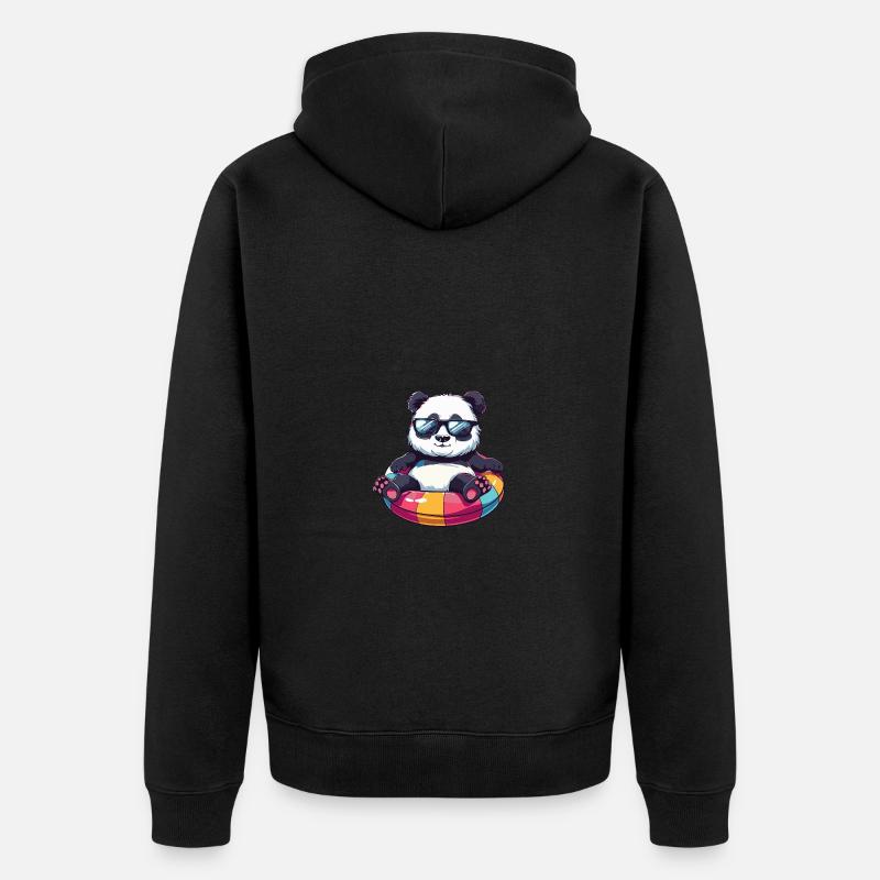 Panda Comic Cool - Unisex Premium Bio Zip Hoodie - Schwarz