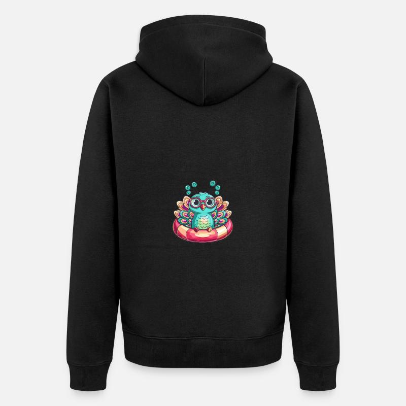 Pfau Vogel Comic Cool - Unisex Premium Bio Zip Hoodie - Schwarz