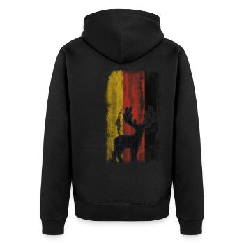 Drapeau allemand 2 et chasse - - Veste à capuche bio Premium Unisexe - noir - Dos - Nico (187cm)