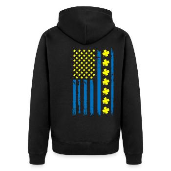 Ukraine Amérique Drapeau Cloverleaf - Veste à capuche bio Premium Unisexe - noir - Dos - Nico (187cm)