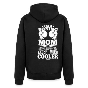 I'm A Boxing Mom Just Like A Normal Mom Except Muc - Unisex Premium Bio Zip Hoodie - Schwarz - Hinten - Nico (187cm)
