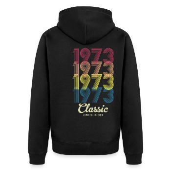 1973 Birthday born in 1973 Retro Vintage - Unisex Premium Organic Zip Hoodie - black - Back - Nico (187cm)