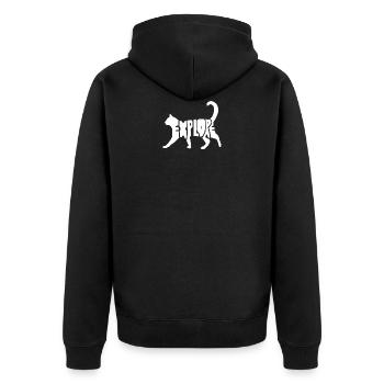 explore text in silhouette pet cat tomcat - Unisex Premium Organic Zip Hoodie - black - Back - Nico (187cm)
