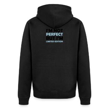 not perfect limited edition 002 - Unisex Premium Bio Zip Hoodie - Schwarz - Hinten - Nico (187cm)