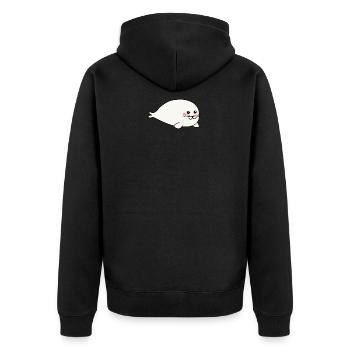 Cute seal baby / Süße Robbe - Unisex Premium Bio Zip Hoodie - Schwarz - Hinten - Nico (187cm)