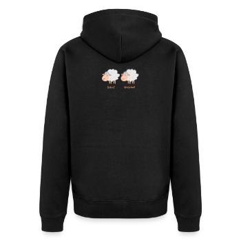 Schaf Schäfer Wortspiel - Unisex Premium Bio Zip Hoodie - Schwarz - Hinten - Nico (187cm)