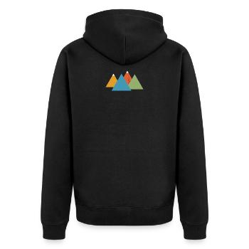 Bergpanorama, Bergwelten, Schneeberge - Unisex Premium Bio Zip Hoodie - Schwarz - Hinten - Nico (187cm)