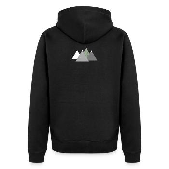 Bergpanorama, Bergwelten, Schneeberge, Berge - Unisex Premium Bio Zip Hoodie - Schwarz - Hinten - Nico (187cm)