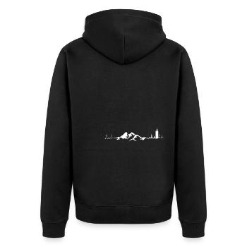 Herzschlag - Bier - Berg - - Unisex Premium Bio Zip Hoodie - Schwarz - Hinten - Nico (187cm)