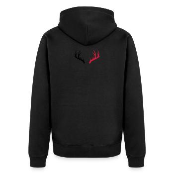 geweih 2 - Unisex Premium Bio Zip Hoodie - Schwarz - Hinten - Nico (187cm)
