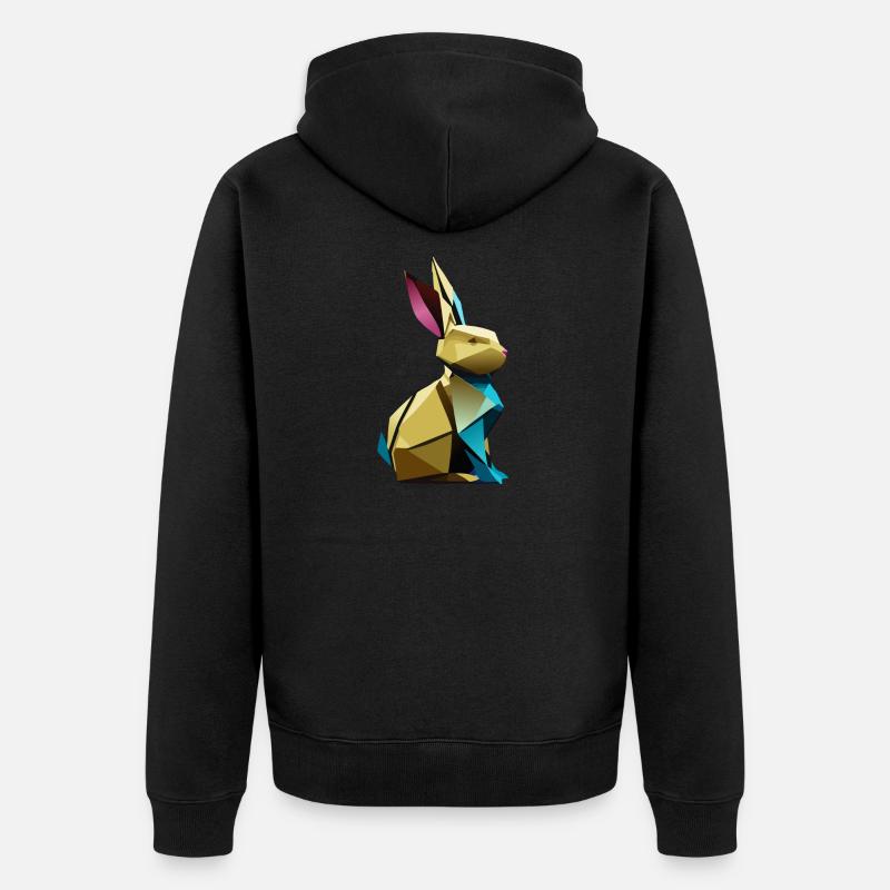 Lapin en origami - Veste à capuche bio Premium Unisexe - noir