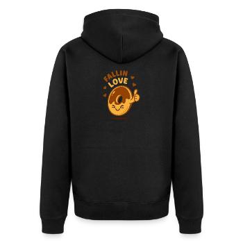 Fallin Love – süßer und lustiger Donut - Unisex Premium Bio Zip Hoodie - Schwarz - Hinten - Nico (187cm)