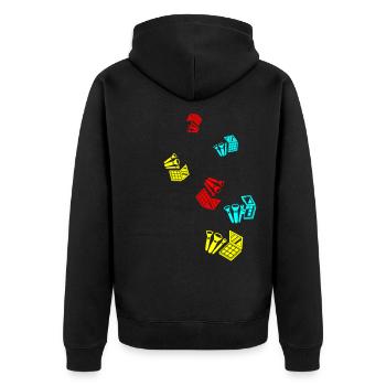 Make Up Kosmetik Icon - Unisex Premium Bio Zip Hoodie - Schwarz - Hinten - Nico (187cm)