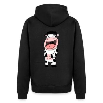 Cow laughs - Unisex Premium Organic Zip Hoodie - black - Back - Nico (187cm)