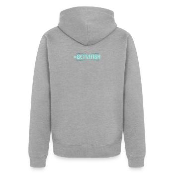 #BETTAFISH Geschenke für Kampffisch Besitzer - Unisex Premium Bio Zip Hoodie - Grau meliert - Hinten - Nico (187cm)