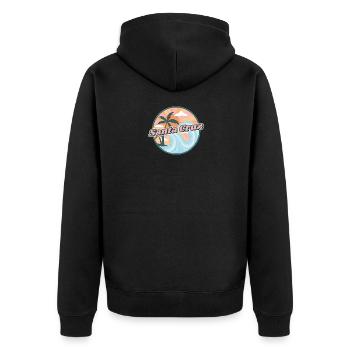 Santa Cruz Kalifornien 70er 80er Sonnenuntergang - Unisex Premium Bio Zip Hoodie - Schwarz - Hinten - Nico (187cm)