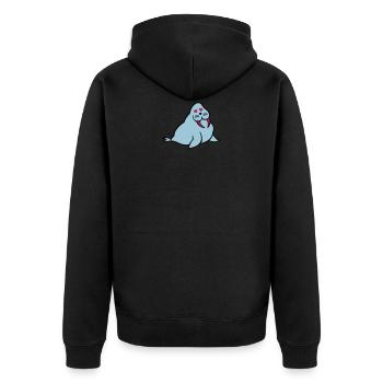 seehund verliebt - Unisex Premium Bio Zip Hoodie - Schwarz - Hinten - Nico (187cm)