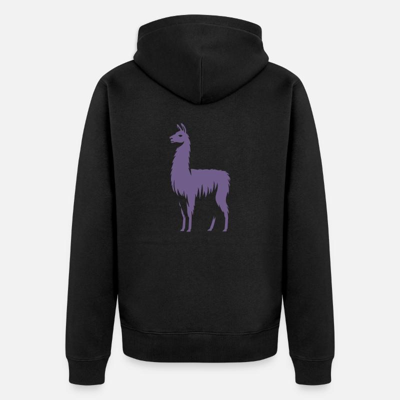 Silhouette de lama - Veste à capuche bio Premium Unisexe - noir