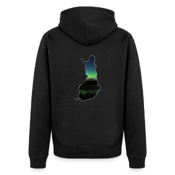 Die Karte von Finnland - Unisex Premium Bio Zip Hoodie - Schwarz - Hinten - Nico (187cm)