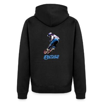 bmx race racing vtt motocross - Veste à capuche bio Premium Unisexe - noir - Dos - Nico (187cm)