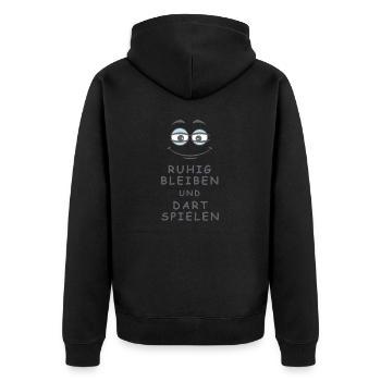 Dart spielen - Unisex Premium Bio Zip Hoodie - Schwarz - Hinten - Nico (187cm)