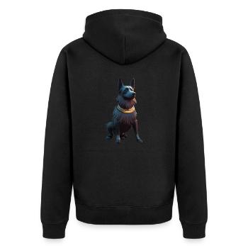 Schwarzer Schäferhund Hund - Unisex Premium Bio Zip Hoodie - Schwarz - Hinten - Nico (187cm)