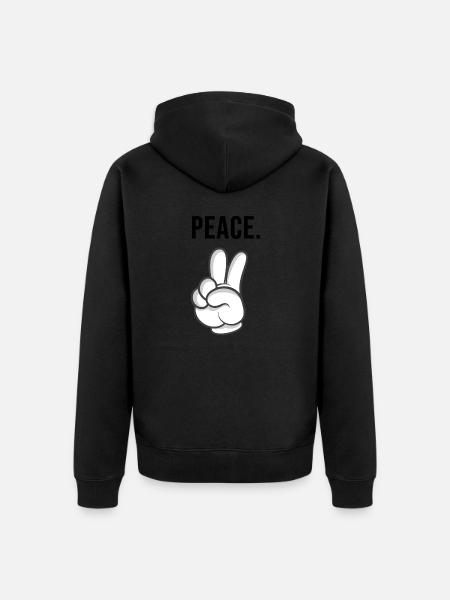 peace hand - Unisex Premium Bio Zip Hoodie - Schwarz