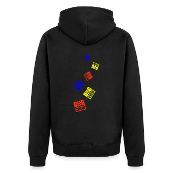 Dog Crew Bunt - Unisex Premium Bio Zip Hoodie - Schwarz - Hinten - Nico (187cm)