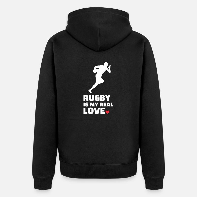 J’adore le rugby - Veste à capuche bio Premium Unisexe - noir